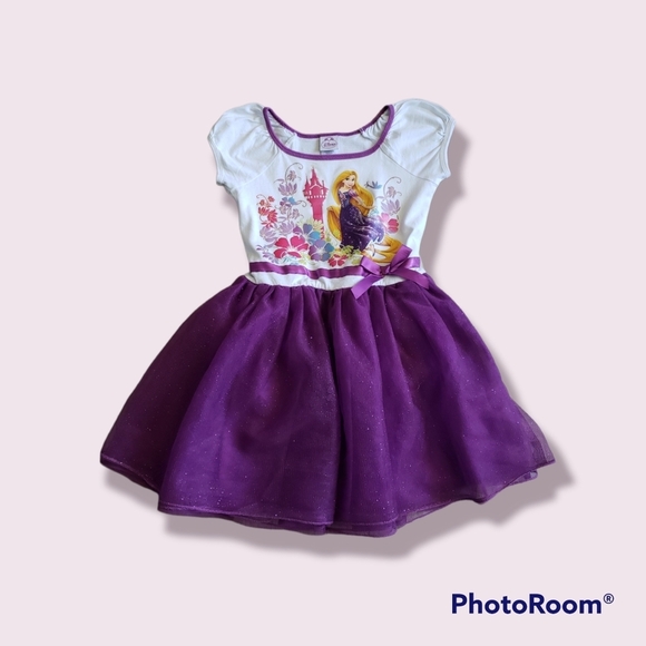DISNEY PRINCESS RAPUNZEL TSHIRT and TULLE DRESS SZ M5/6 - Picture 1 of 11